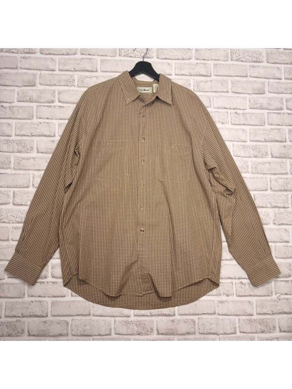 L.L.Bean Brown Plaid Button Down Shirt Long Sleeve Men's L